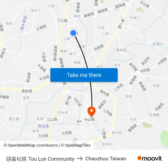 頭崙社區 Tou Lun Community to Chaozhou Taiwan map