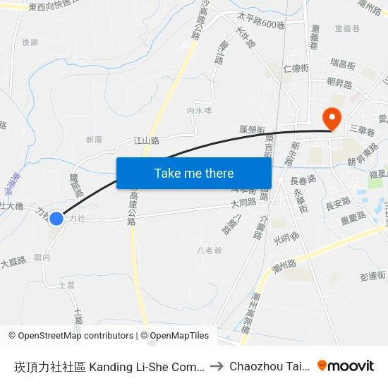 崁頂力社社區 Kanding Li-She Community to Chaozhou Taiwan map