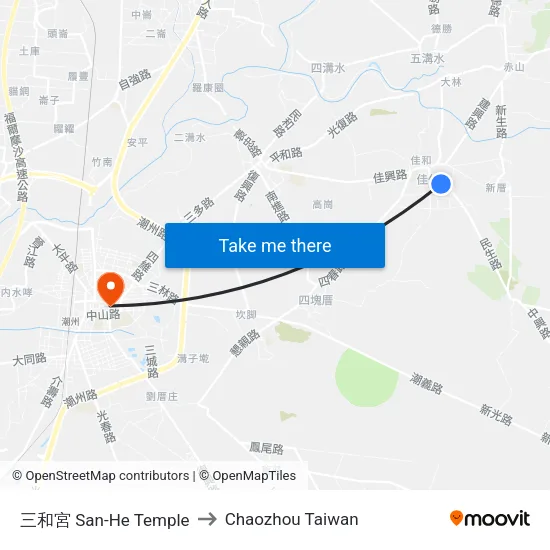 三和宮 San-He Temple to Chaozhou Taiwan map