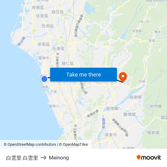 白雲里 白雲里 to Meinong map