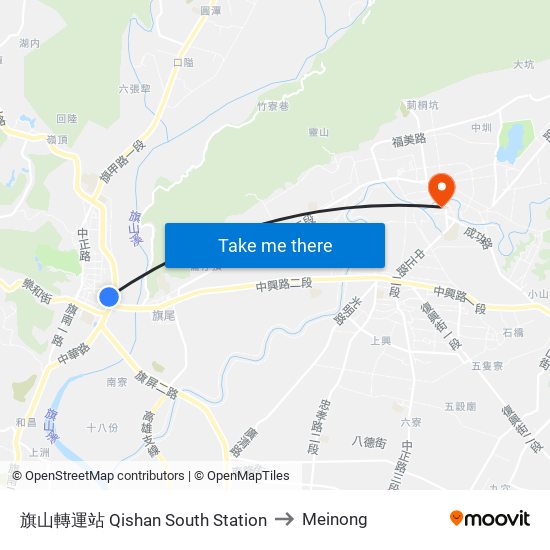 旗山轉運站 Qishan South Station to Meinong map