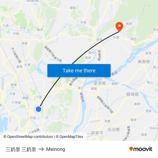 三奶里 三奶里 to Meinong map