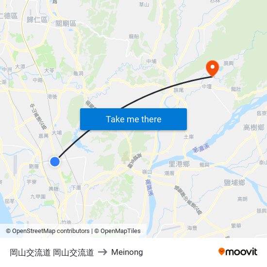 岡山交流道 岡山交流道 to Meinong map