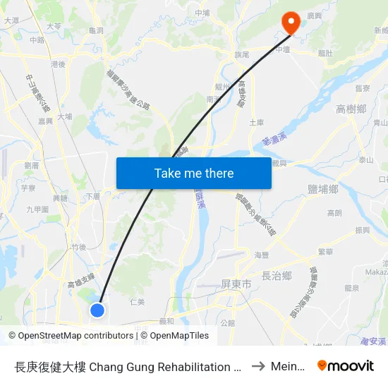 長庚復健大樓 Chang Gung Rehabilitation Building to Meinong map