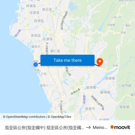 茄萣區公所(茄萣國中) 茄萣區公所(茄萣國中) to Meinong map