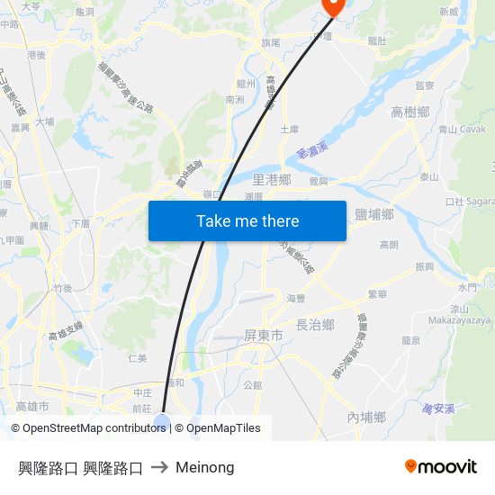 興隆路口 興隆路口 to Meinong map