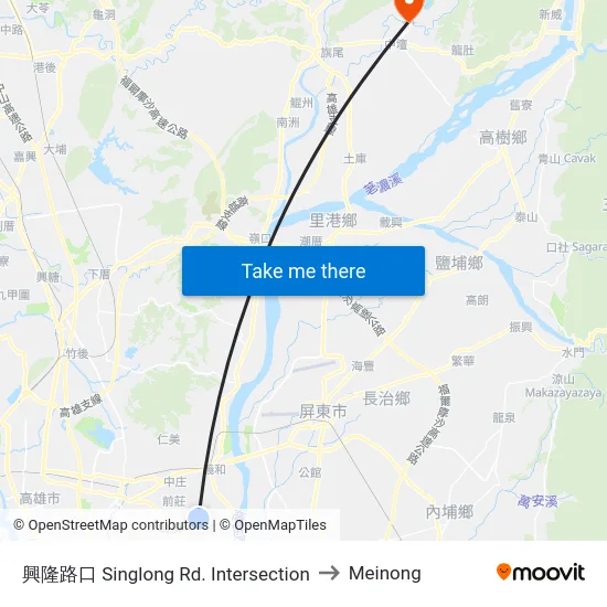興隆路口 Singlong Rd. Intersection to Meinong map