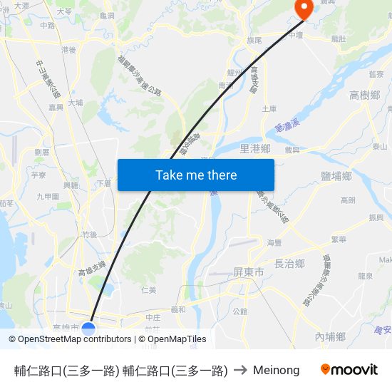 輔仁路口(三多一路) 輔仁路口(三多一路) to Meinong map