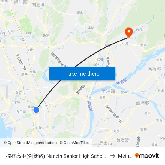 楠梓高中(創新路) Nanzih Senior High School(Chuangsin Rd.) to Meinong map