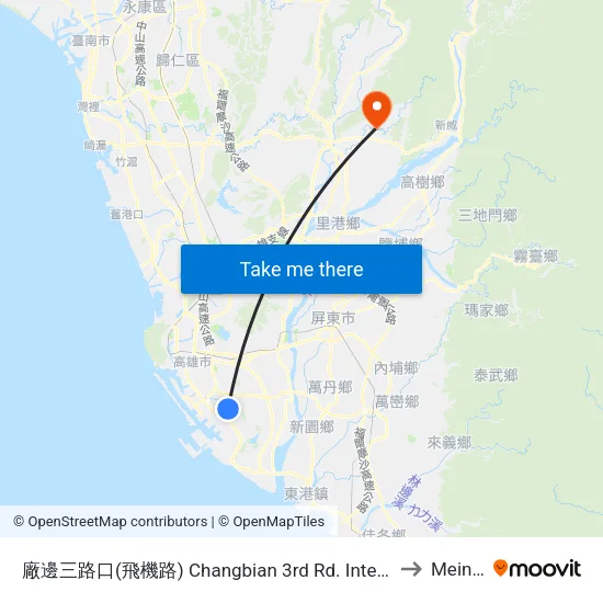 廠邊三路口(飛機路) Changbian 3rd Rd. Intersection(Feiji Rd.) to Meinong map