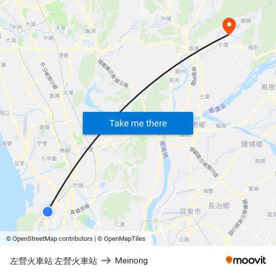 左營火車站 左營火車站 to Meinong map