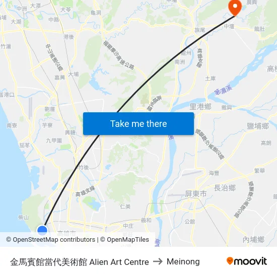 金馬賓館當代美術館 Alien Art Centre to Meinong map