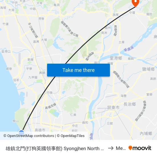 雄鎮北門(打狗英國領事館) Syongjhen North Gate(Former British Consulate at Dagou) to Meinong map