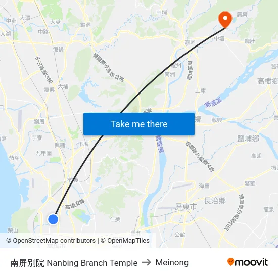 南屏別院 Nanbing Branch Temple to Meinong map