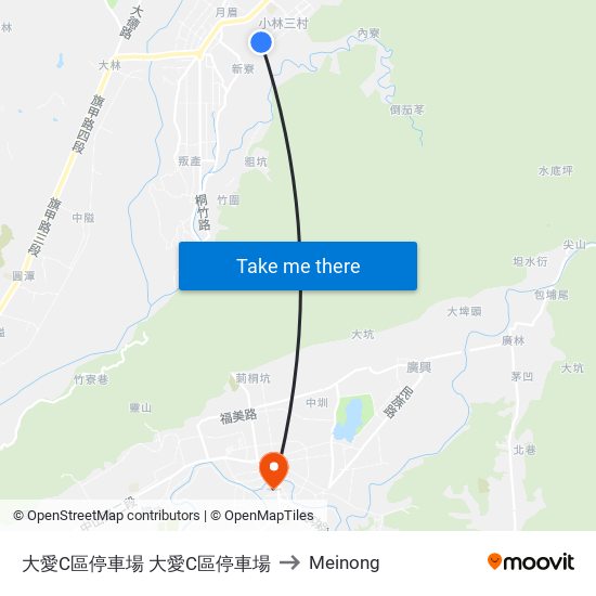 大愛C區停車場 大愛C區停車場 to Meinong map