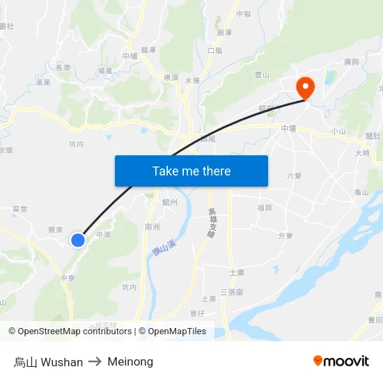 烏山 Wushan to Meinong map
