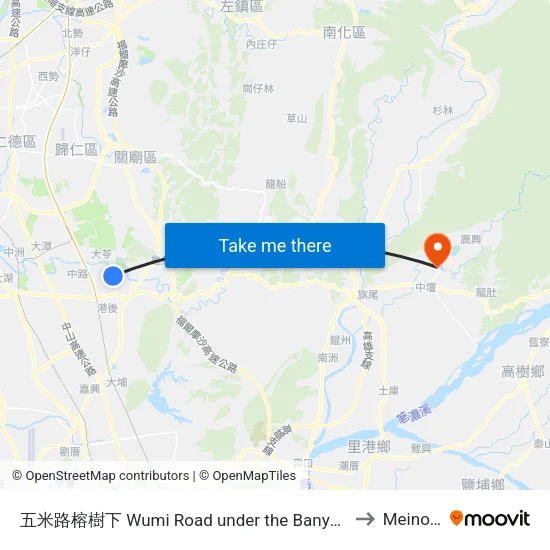 五米路榕樹下 Wumi Road under the Banyan Tree to Meinong map