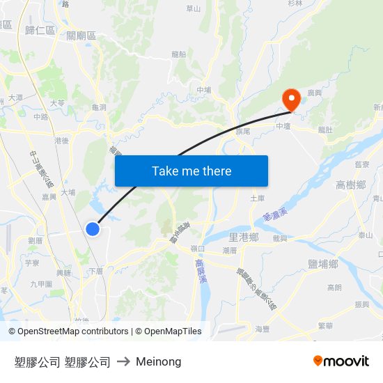 塑膠公司 塑膠公司 to Meinong map