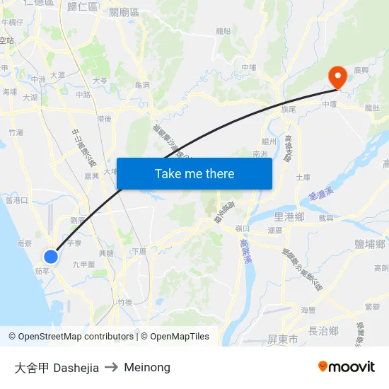 大舍甲 Dashejia to Meinong map