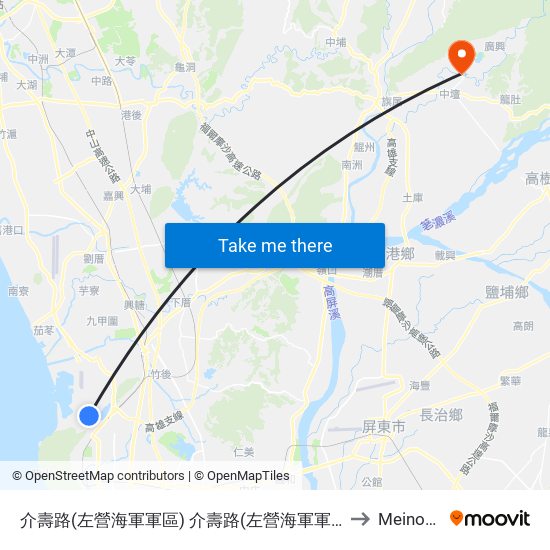 介壽路(左營海軍軍區) Jieshou Rd.(Zuoying Naval District) to Meinong map