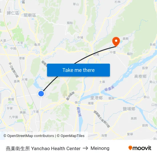 燕巢衛生所 Yanchao Health Center to Meinong map