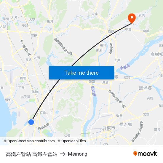 高鐵左營站 高鐵左營站 to Meinong map