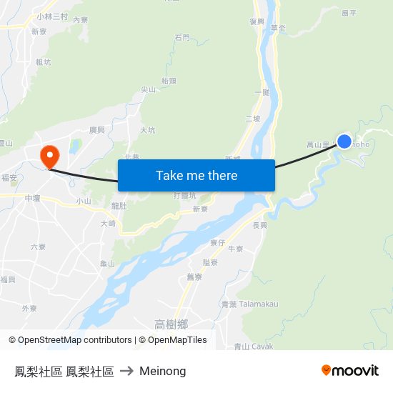 鳳梨社區 鳳梨社區 to Meinong map