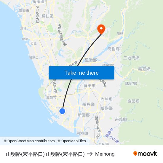 山明路(宏平路口) 山明路(宏平路口) to Meinong map