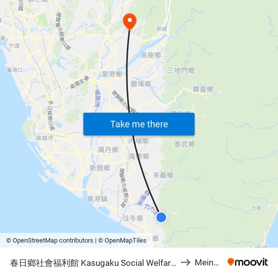 春日鄉社會福利館 Kasugaku Social Welfare Center to Meinong map