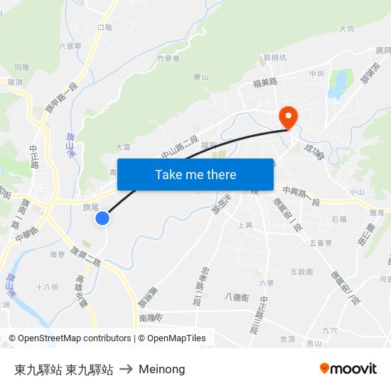 東九驛站 東九驛站 to Meinong map