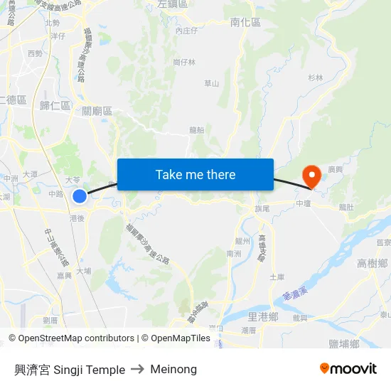 興濟宮 Singji Temple to Meinong map