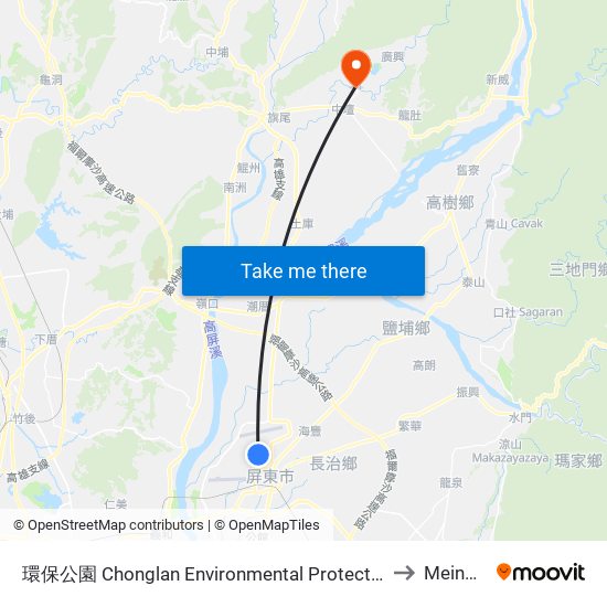 環保公園 Chonglan Environmental Protection Park to Meinong map