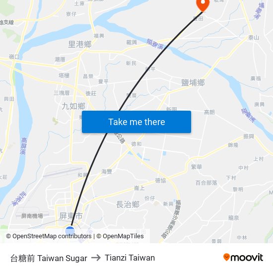 台糖前 Taiwan Sugar to Tianzi Taiwan map