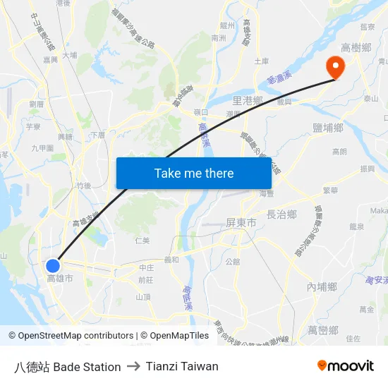 八德站 Bade Station to Tianzi Taiwan map