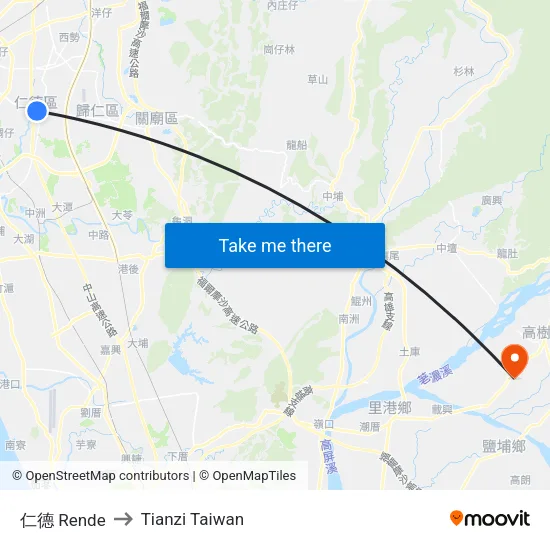 仁德 Rende to Tianzi Taiwan map