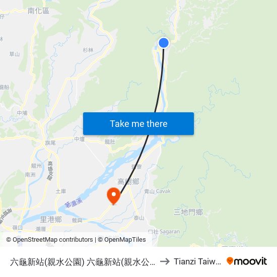 六龜新站(親水公園) 六龜新站(親水公園) to Tianzi Taiwan map