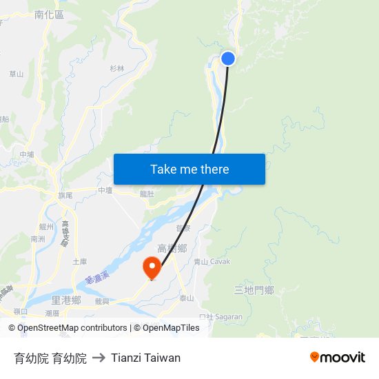 育幼院 育幼院 to Tianzi Taiwan map