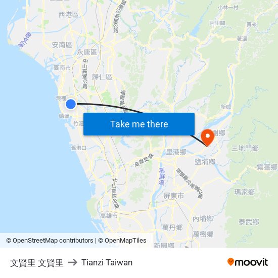 文賢里 文賢里 to Tianzi Taiwan map