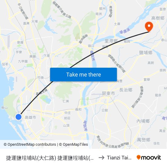 捷運鹽埕埔站(大仁路) 捷運鹽埕埔站(大仁路) to Tianzi Taiwan map