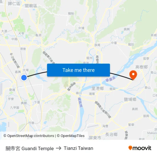 關帝宮 Guandi Temple to Tianzi Taiwan map