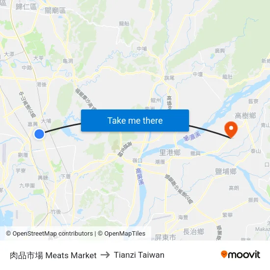 肉品市場 Meats Market to Tianzi Taiwan map