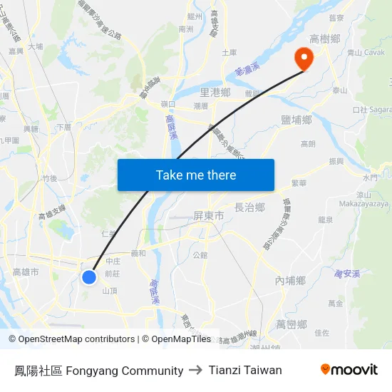 鳳陽社區 Fongyang Community to Tianzi Taiwan map