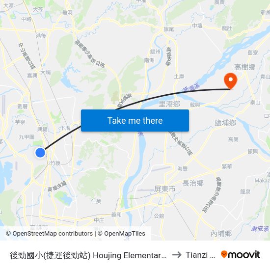 後勁國小(捷運後勁站) 後勁國小(捷運後勁站) to Tianzi Taiwan map
