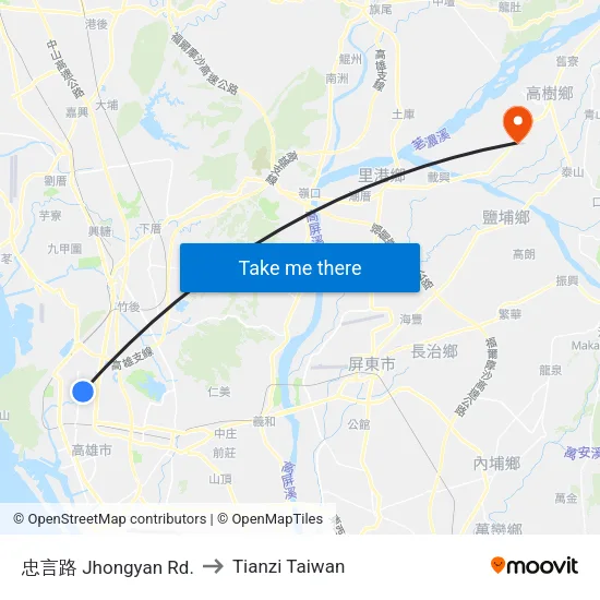 忠言路 Jhongyan Rd. to Tianzi Taiwan map