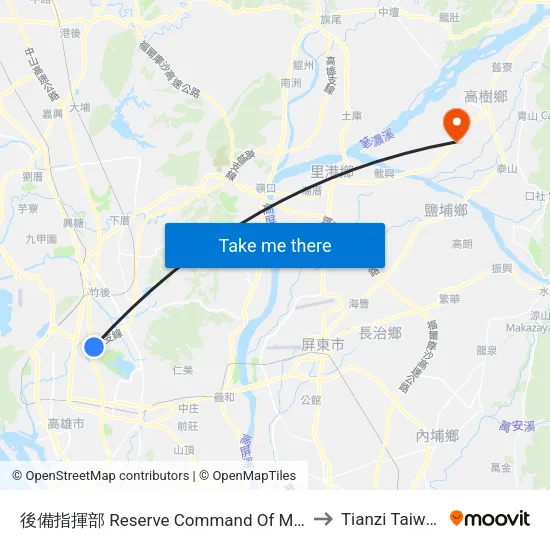 後備指揮部 Reserve Command Of Mnd to Tianzi Taiwan map
