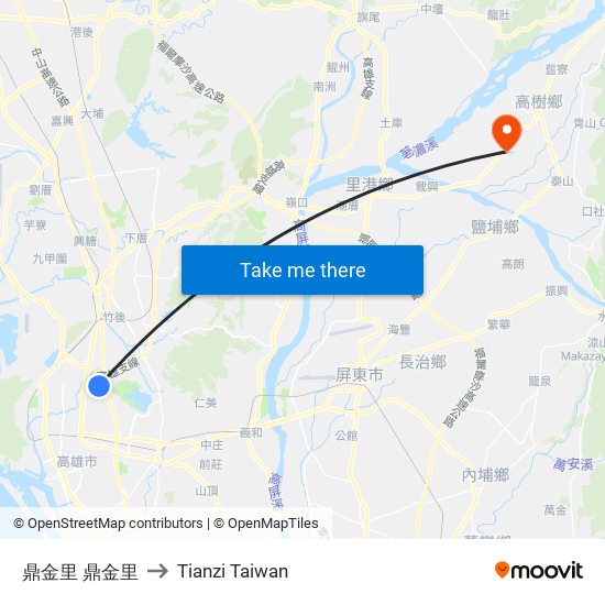 鼎金里 鼎金里 to Tianzi Taiwan map