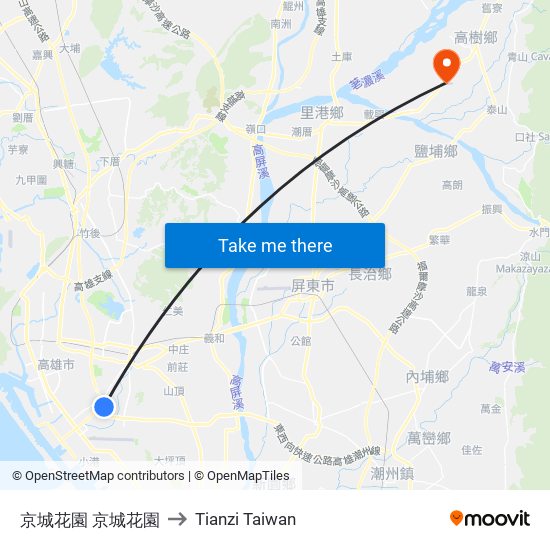 京城花園 京城花園 to Tianzi Taiwan map