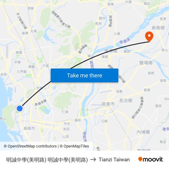明誠中學(美明路) 明誠中學(美明路) to Tianzi Taiwan map