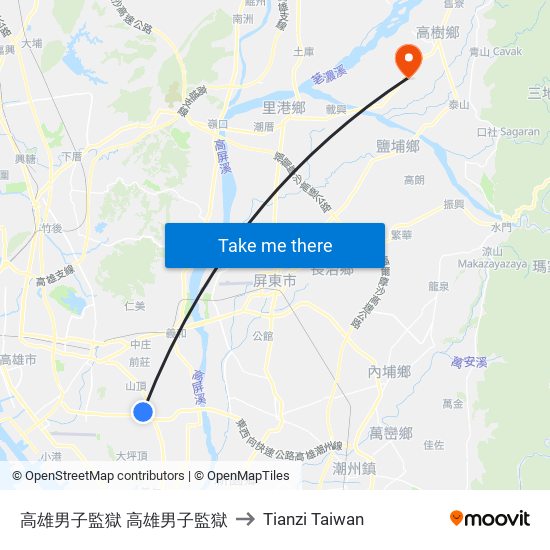 高雄男子監獄 高雄男子監獄 to Tianzi Taiwan map