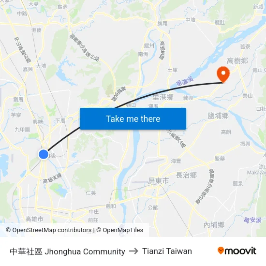 中華社區 Jhonghua Community to Tianzi Taiwan map